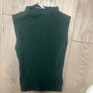 Dark Green Sleeveless Mock Neck Top